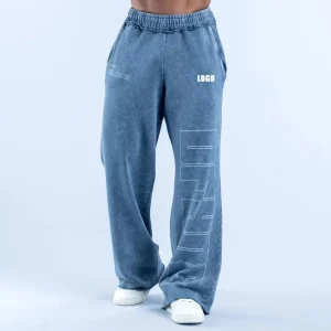 Custom Raw Edges Distressed Men Washed Jogger Track Pants Casual Men’s Pants Jogger Pants Regular Fit Sweatpants for Men