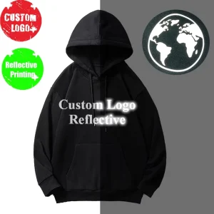 Custom Reflective Hoodie Cotton Fleece Hi Vis Sweatshirt Custom Heavyweight Thick Hoodie High Visibility Hoodie