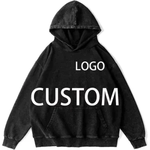 Custom Retro Heavyweight Duty Hooded Sweatshirt Distressed Hoodie Washed Men’s Sweatshirt Oversized Acid Wash Hoodie