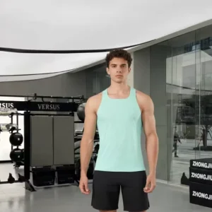 Custom Risen Men’s Gym Activewear Lightweight Knitted Polyester Cap Sleeve Tight Fitted Workout Clothes Plus Size Fitness