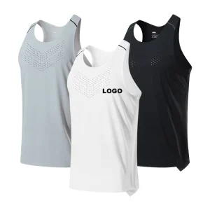 Custom Seamless Ultra Light Welded Laser Cut Mens Breathable Quick Dry Racer Back Marathon Singlet Vest Running Sleeveless Shirt