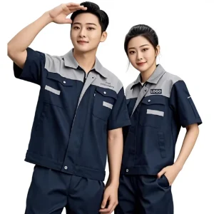 Custom Short Sleeve Cotton Workwear Suit Summer Lightweight Labor Protective Men’s Uniform Durable Stain Resistant
