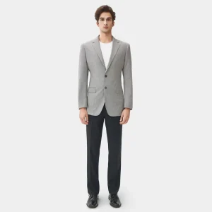 Custom Slim Fit Men’s Grey Houndstooth TR Fabric Stretch Business Casual Blazer Jacket with Anti wrinkle & Durable Features