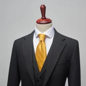 Custom Slim Fit Single Breasted Polyester Rayon Blazer 3-Piece Two-Piece Set Wedding Formal Black Men’s Tuxedo Suit