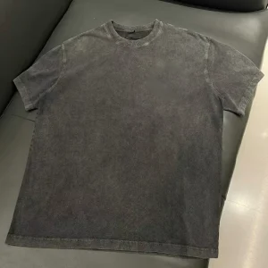 Custom Softer Washed Vintage Shorts Sleeve Men Round Neck Black Front and Back Print 100% Cotton Washed T Shirts