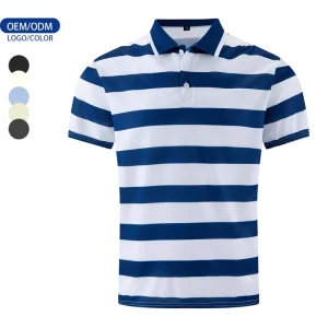 Custom Solid Blue White Knitted Men’s Shirt Short Sleeve