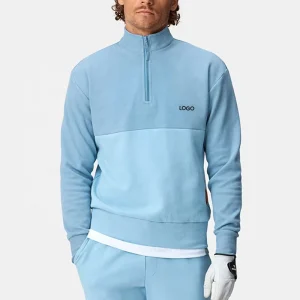 Custom Sport Zip Collar Golf Pullover Quick-Dry Men’s Outdoor Performance Sweatshirt Pant Pullover Two Piece Set