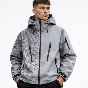 Custom Sporty Summer Clothing Manufacturer Plain Dyed Patchwork Thermochromic Heat Reactive Water Reactive Hooded Racer Jacket