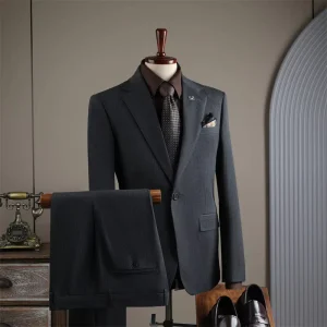 Custom Spring Men’s Dark Black Striped One Button Suit Plus Size 7XL Business Casual Wedding 3 Piece Suits for Men