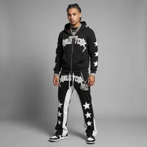 Custom Streetwear DTG Printing Men’s Hoodies Sets Vintage Hooded Sweatshirt and Sweatpants 2 Pieces Causal Sweat Suit for Men