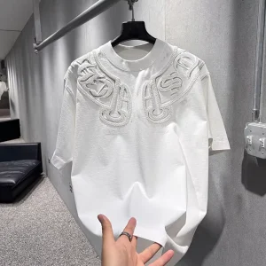 Custom Streetwear Designer 100% Cotton Crewneck Solid Short Sleeve Embossed Print Oversized Fit Men’s T-Shirt