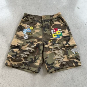 Custom Summer Embroidery Tactical Working All Over Digital Print Hunting Camouflage Work Pants Cavas Twill Camo Cargo Shorts Men