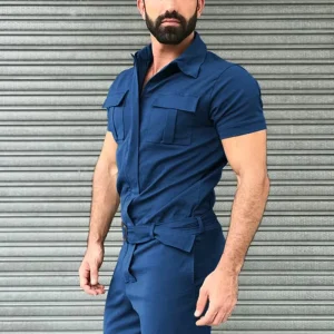 Custom Summer Short Sleeve Breathable Mechanic Work Clothing Suits Workwear Uniforms For Men