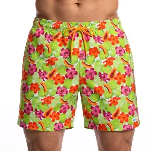 Custom Summer Vacation Men’s Tropical Floral Print Swim Shorts UPF 50+ Sun Protection Surf Board Trunks