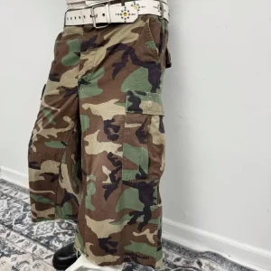 Custom Supplier Baggy Camo Cargo Shorts Washed Cotton Jorts Raw Hem Utility Shorts for Men Streetwear