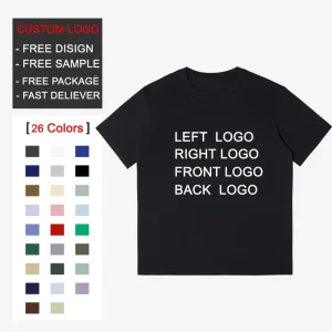 Custom T Shirt 100% Cotton 230gsm Heavyweight Knitted Printed Casual Men’s T-Shirt Custom Logo Regular Fit Blank