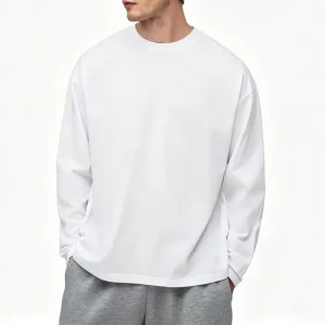 Custom T Shirt Men’s 100% Cotton Tshirt Rib O-neck Long Sleeve Heavyweight Streetwear 100% Cotton T-shirt for Men