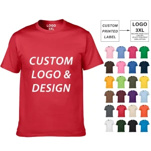 Custom T shirt Custom Logo Printing Tshirt for Men Round Neck Blank Short Sleeve 100% Cotton Plain Men T Shirt