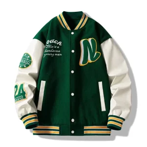 Custom Team Letterman High Quality Eco-Friendly Fashion Men’s Winter Varsity Leather Stand Embroidery Sleeves Jacket