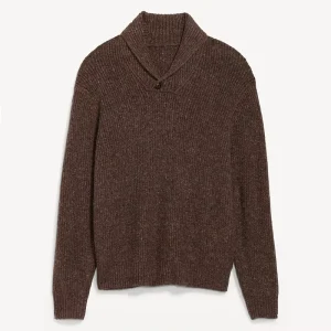 Custom Textured Knitted Men’s Knit Sweater Shawl Collar Pullover Jumpers OEM Plus Size