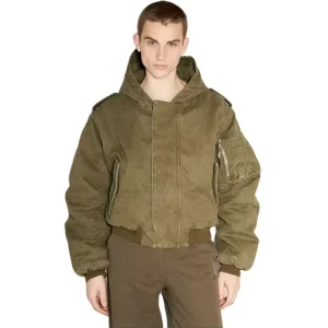 Custom Thick Canvas Washed Functional Men’s Short Bomber Jacket With Cotton Lining