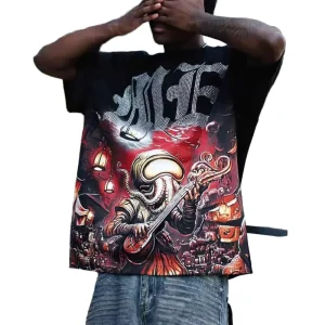 Custom Tshirt Graphic DTG 100% Cotton Knitted Distressed Men’s Streetwear Regular Fit Vintage Acid Washed T shirts