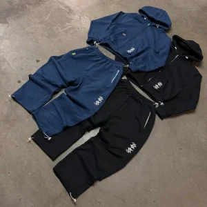 Custom Two Piece Tracksuit Set Oversized Zip Up Hoodie And Baggy Sweatpants Set Men
