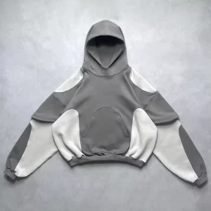 Custom Two Tone Hoodie for Men Patchwork Heavyweight Drop Shoulder Oversized Loose Baggy Colorblock Hoodies