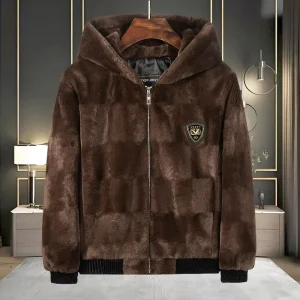 Custom Unique Fluffy Eco Friendly Men’s Faux Fur Coat with Zipper Closure