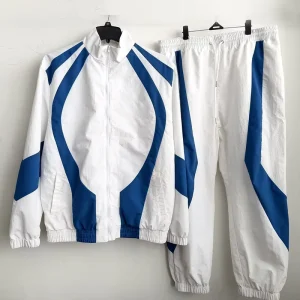 Custom Unisex Bottom Banded Tracksuit Oversized Nylon Sweat Suit Windproof Style Men’s Track Set