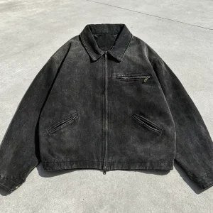 Custom Unisex Denim Jacket with Front Logo Vintage Style Windproof Breathable Distressed Design