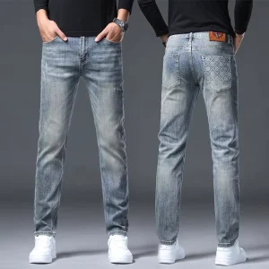 Custom Vintage Style Mid Waist Men’s Denim Pants Business-Ready Regular Fit Jeans for Winter Boyfriend Jeans Style