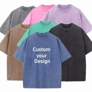 Custom Vintage Wash T Shirt Custom Logo 100% Cotton Blank Men Streetwear Acid Wash Loose Casual T Shirt for Men