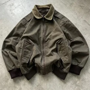Custom Vintage Washed Workwear Men’s Jacket Casual Streetwear Loose Fit Bomber Jacket