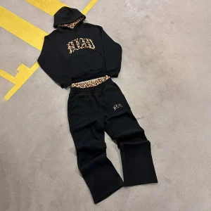 Custom Vintage Winter Terry Heavyweight Digital Printed Hoodie Double Waist Pants Set Men’s Streetwear Thermal 100% Cotton