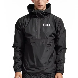 Custom Waterproof Outdoor Windbreaker Half Zipper Jacket With Hoodi Polyester Nylon Moto Hiking Casual Mens Jacket