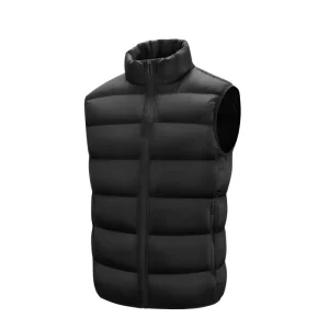 Custom Winter Thick Solid Zipper Sleeveless Vest, Men’s Puffer Vest, Padded Cotton Waistcoat