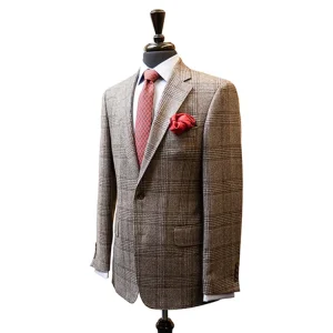 Custom Wool Brown Plaid Men blazer Business Men Suits Single Breasted Notch Lapel Men Suit Jackets