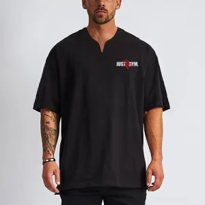 Custom logo fashion breathable oversized V-neck printed men’s cotton T-shirt cotton casual T-shirt