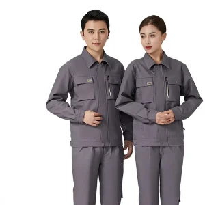 Custom made Men’s Cotton Long Sleeve Workwear Set Factory Dirt Abrasion Resistant for Auto Repair Construction Workwear