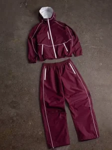 Customised Nylon Track Suit for Men Two Piece Zip up Hoodie and Pants Set Reflective Custom Fit