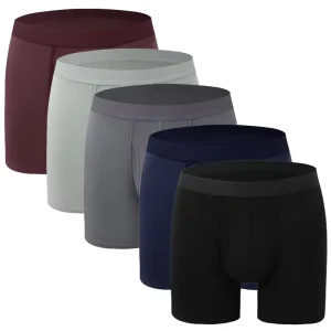 Customizable Extra Long Men’s Underwear Bamboo Fiber Sports Breathable Mid-Rise Shorts Boxer Briefs