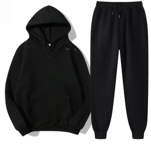 Customizable LOGO Casual Men’s Hooded Sweatshirt Sports Set 2-piece Loose Sweatshirt Pullover Jogging Pants