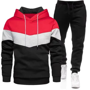 Customizable LOGO Men’s Loose Hooded Sports Suit Color Matching Two-piece Hooded Sweatshirt Set