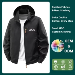 Customizable LOGO Veste Coupe vent Windbreaker Hooded Jackets Zipper Custom Lightweight Uniform Jackets for Men’s