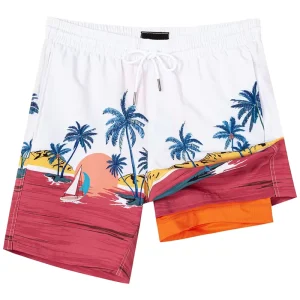 Customizable Leopard Print Quick Dry 100% Polyester Men’s Swim Trunks & Boardshorts for Summer Surfing