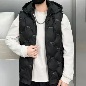 Customizable Men’s Casual Style Outdoor Warm Vest Autumn Winter Cotton Fill Zipper Closure Outer Wear
