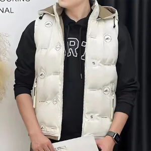 Customizable Men’s Casual Style Outdoor Warm Vest Autumn Winter Windproof Zipper Closure Outer Wear