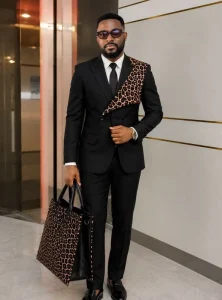 Customizable Men’s Suit Blazer Congo Fashion Leopard Suit Jacket Congo Sape Style Business Men Blazer With Leopard Brooch