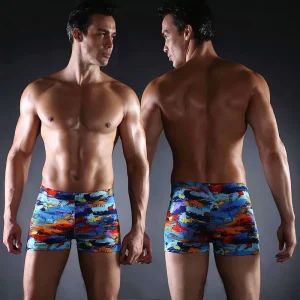 Customizable Men’s Swim Briefs Quick Dry Chlorine Resistant Animal Print Swim Trunks with Adjustable Waist
